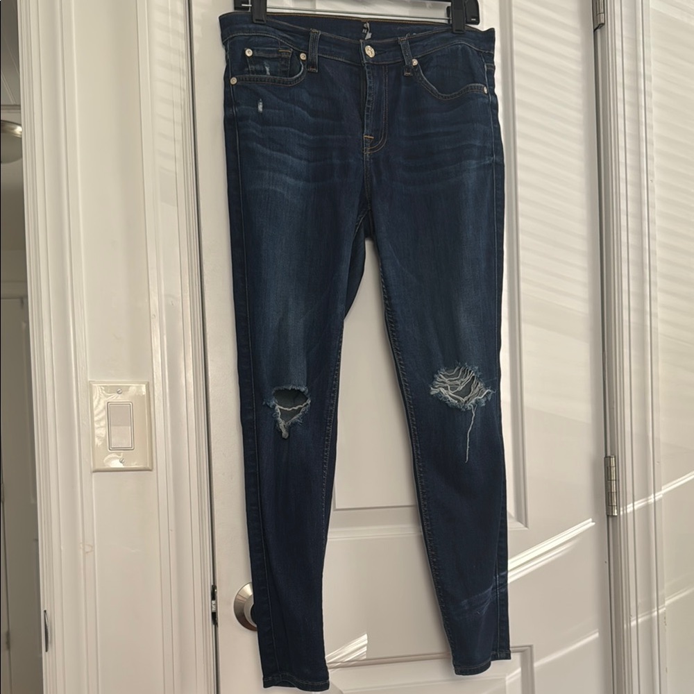 Women's Distressed Blue Jeans